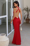 CHARA LOW CROSS BACK MAXI DRESS - CHERRY