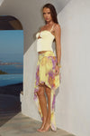 TULIA FLOUNCE MIDI SKIRT - SURI YELLOW
