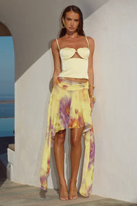 TULIA FLOUNCE MIDI SKIRT - SURI YELLOW