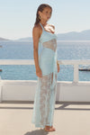 ANNIKA HALTER LACE MAXI DRESS - ICE BLUE