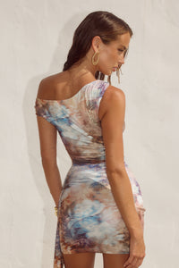 JASMINE ONE SHOULDER MINI DRESS - ZARLA CHOC