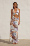 LUMIA HALTER CUTOUT MAXI DRESS - ZARLA CHOC