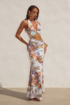 LUMIA HALTER CUTOUT MAXI DRESS - ZARLA CHOC