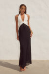 TENAYA PLUNGE V-NECK MAXI DRESS - BLACK/WHITE