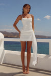 SEANNA RUCHED SEQUIN MINI DRESS - OFF WHITE