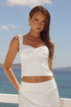 MEDINA RUCHED SEQUIN TOP - OFF WHITE