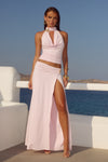 TARA SIDE SPLIT MAXI SKIRT - PINK