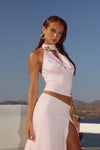 TARA HALTER COWL TOP - PINK