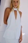 DANIA HALTER VEST TOP - BLUE STRIPE