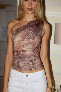 DAVEY ONE SHOULDER TOP - TAN VIPER