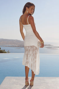 DIA ASYMMETRICAL HEM MIDI DRESS - WHITE