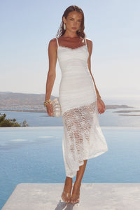 DIA ASYMMETRICAL HEM MIDI DRESS - WHITE
