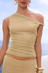 ELAINE ONE SHOULDER TOP - GOLD