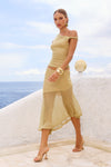 ELAINE FLOUNCE MIDI SKIRT - GOLD