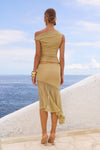 ELAINE FLOUNCE MIDI SKIRT - GOLD