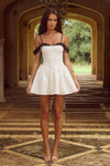 ELISE MINI DRESS - WHITE/BLACK