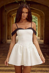 ELISE MINI DRESS - WHITE/BLACK