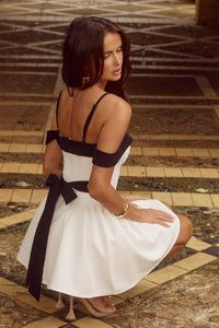 ELISE MINI DRESS - WHITE/BLACK