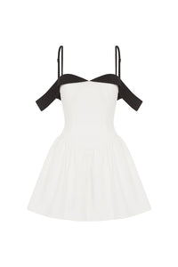 ELISE MINI DRESS - WHITE/BLACK