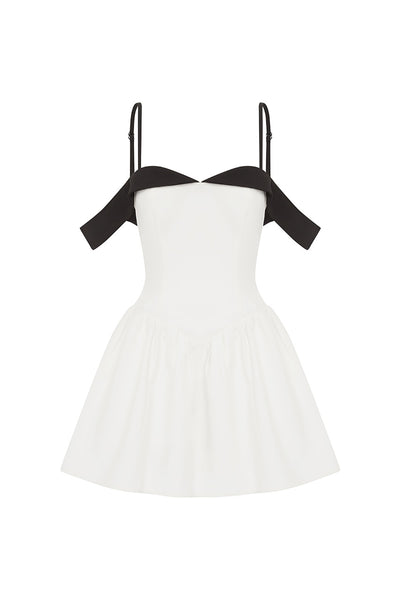 ELISE MINI DRESS - WHITE/BLACK