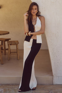 ELITA MAXI SKIRT - BLACK/LATTE