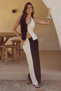 ELITA MAXI SKIRT - BLACK/LATTE