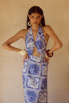ELKA HALTER MIDI DRESS - HAVANNA NAVY