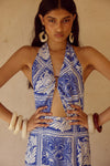 ELKA HALTER MIDI DRESS - HAVANNA NAVY