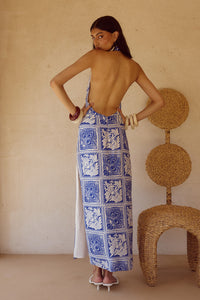 ELKA HALTER MIDI DRESS - HAVANNA NAVY