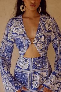 ELKA SLEEVED MINI DRESS - HAVANNA NAVY