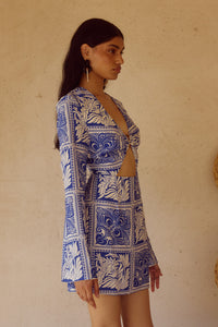ELKA SLEEVED MINI DRESS - HAVANNA NAVY