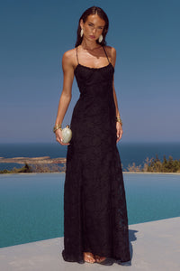 ELLERBY FRILL TRIM MAXI DRESS - BLACK