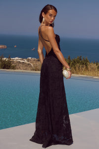 ELLERBY FRILL TRIM MAXI DRESS - BLACK