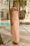 ELSA STRAPLESS SCARF MAXI DRESS - PEACH