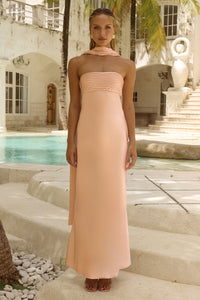 ELSA STRAPLESS SCARF MAXI DRESS - PEACH