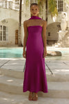ELSA STRAPLESS SCARF MAXI DRESS - PLUM