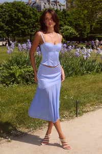 EMBERLY MIDI FLOUNCE SKIRT - BLUEBELL