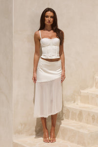 EMBERLY MIDI FLOUNCE SKIRT - WHITE