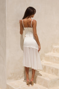 EMBERLY MIDI FLOUNCE SKIRT - WHITE