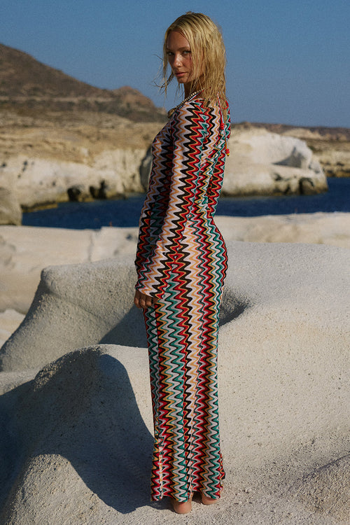 EMERIE SCOOP NECK MAXI DRESS - XYLA WAVE