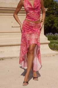 EMERY MIDI FLOUNCE SKIRT - GAIA PINK