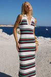 EMRYN HALTER KNIT MAXI DRESS - MULTI STRIPE