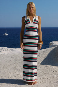 EMRYN HALTER KNIT MAXI DRESS - MULTI STRIPE