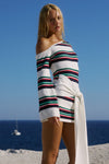 EMRYN ONE SHOULDER KNIT MINI DRESS - MULTI STRIPE