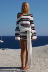 EMRYN ONE SHOULDER KNIT MINI DRESS - MULTI STRIPE