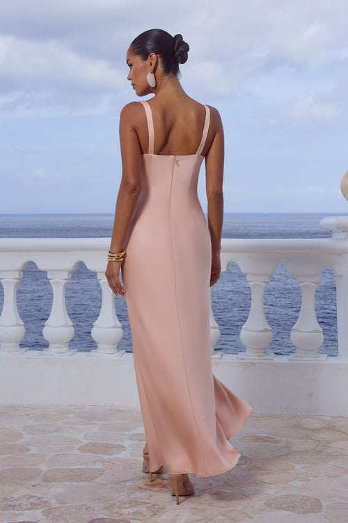 ESME HIGH SPLIT MAXI DRESS - PEACH