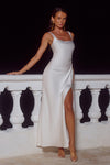 ESME HIGH SPLIT MAXI DRESS - PEARL