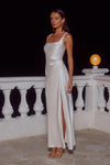 ESME HIGH SPLIT MAXI DRESS - PEARL
