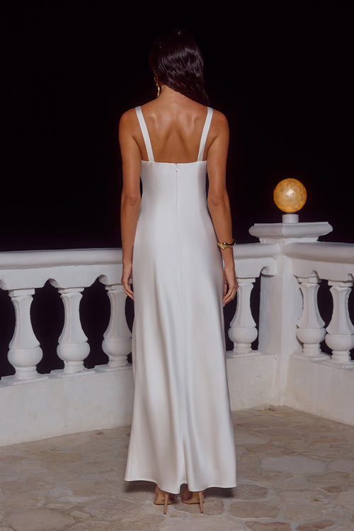 ESME HIGH SPLIT MAXI DRESS - PEARL