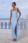 ESME HIGH SPLIT MAXI DRESS - SKY BLUE